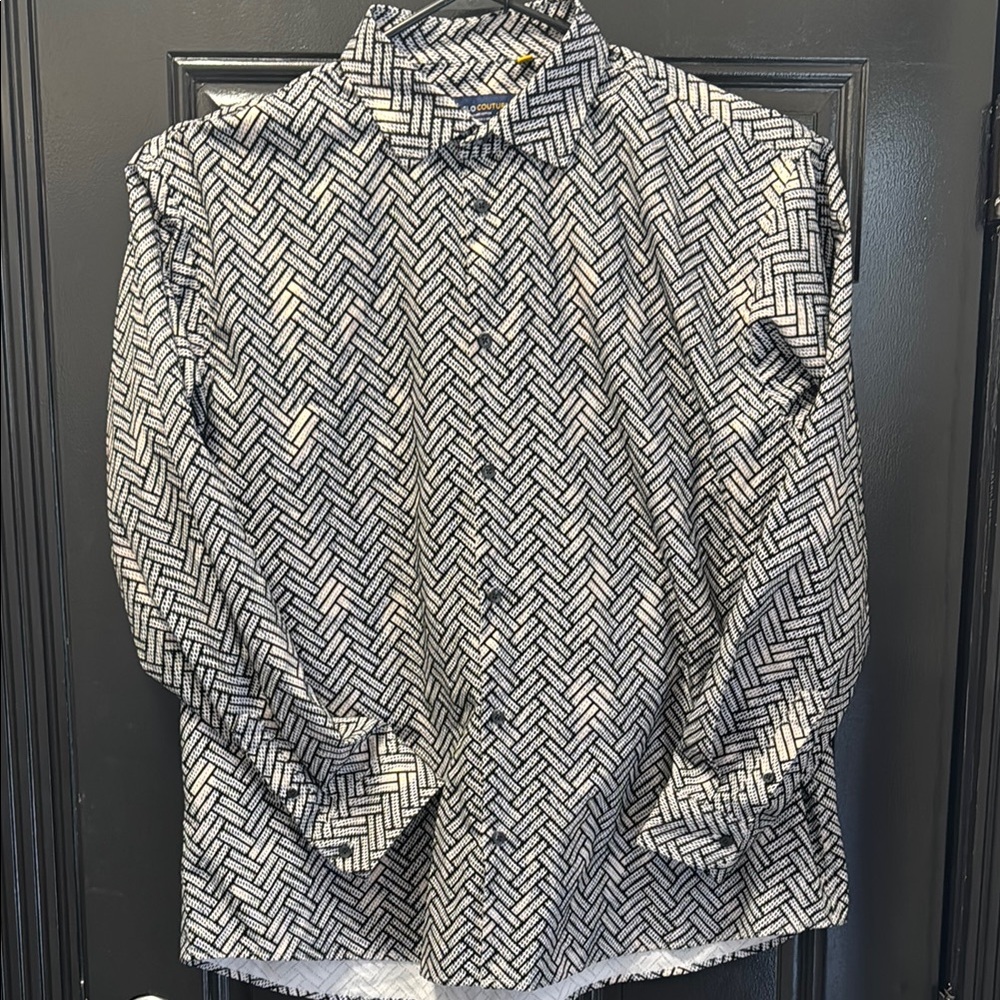 EUC 3X Suslo Couture limited edition textured Pattern, button-down, long sleeve